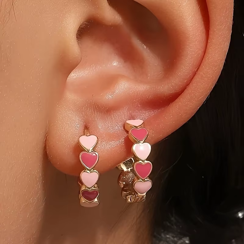 Boucles d'oreilles en forme de cœur en acier inoxydable pour femmes, couleur or, cerceau esthétique,