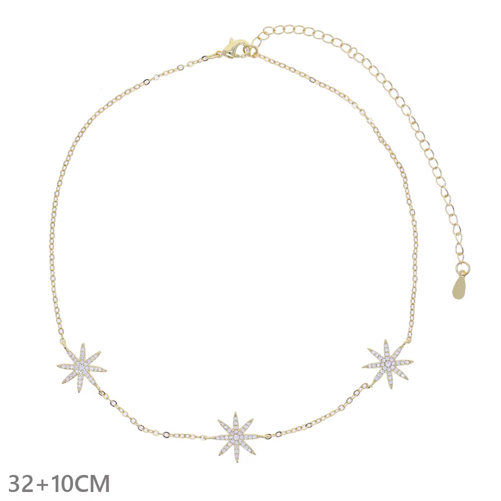 Nouveau Collier Pendentif Étoile Polaire 2026, Couleur Or, Micro-Pavé de Zircons Cubiques 5A, Ras-de