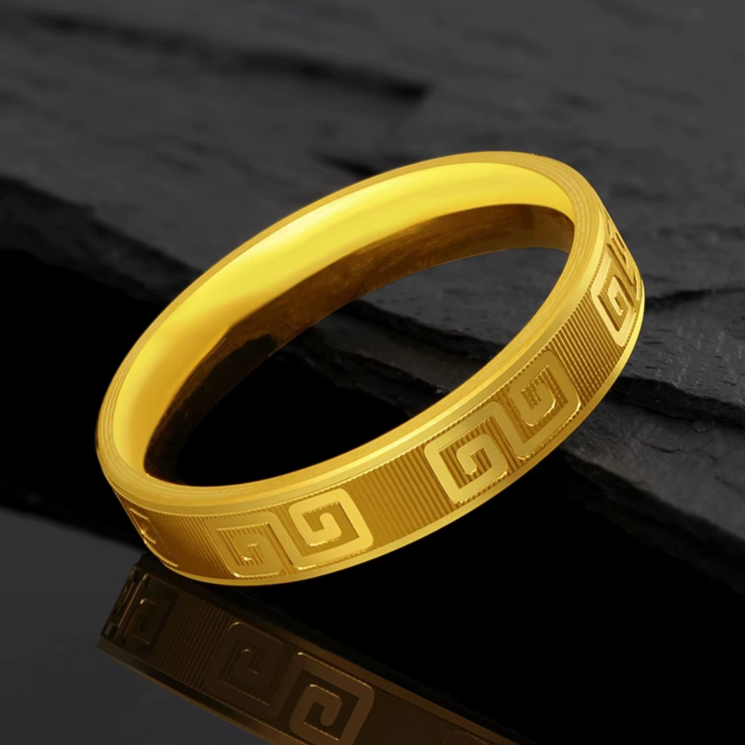 Bague de couple en or véritable 24 carats pour homme et femme, bague d'amour romantique en or vérita