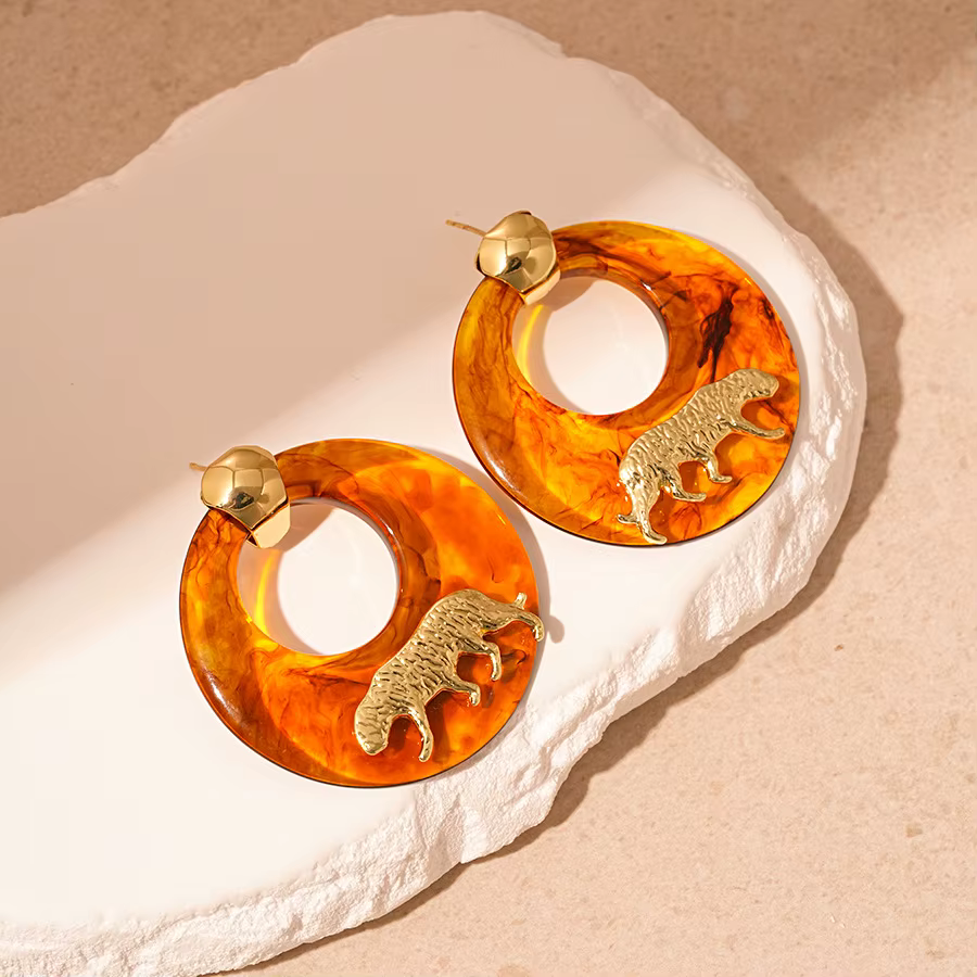 Bague Maillard Vintage incrustée de léopard et de tigre, boucles d'oreilles pendantes, accessoires d