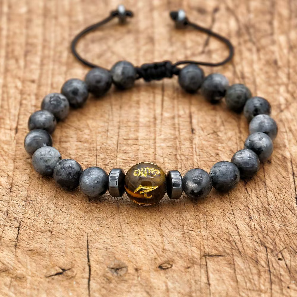Bijoux faits à la main, obsidienne naturelle, œil de tigre et hématite, Bracelet tressé en pierre po