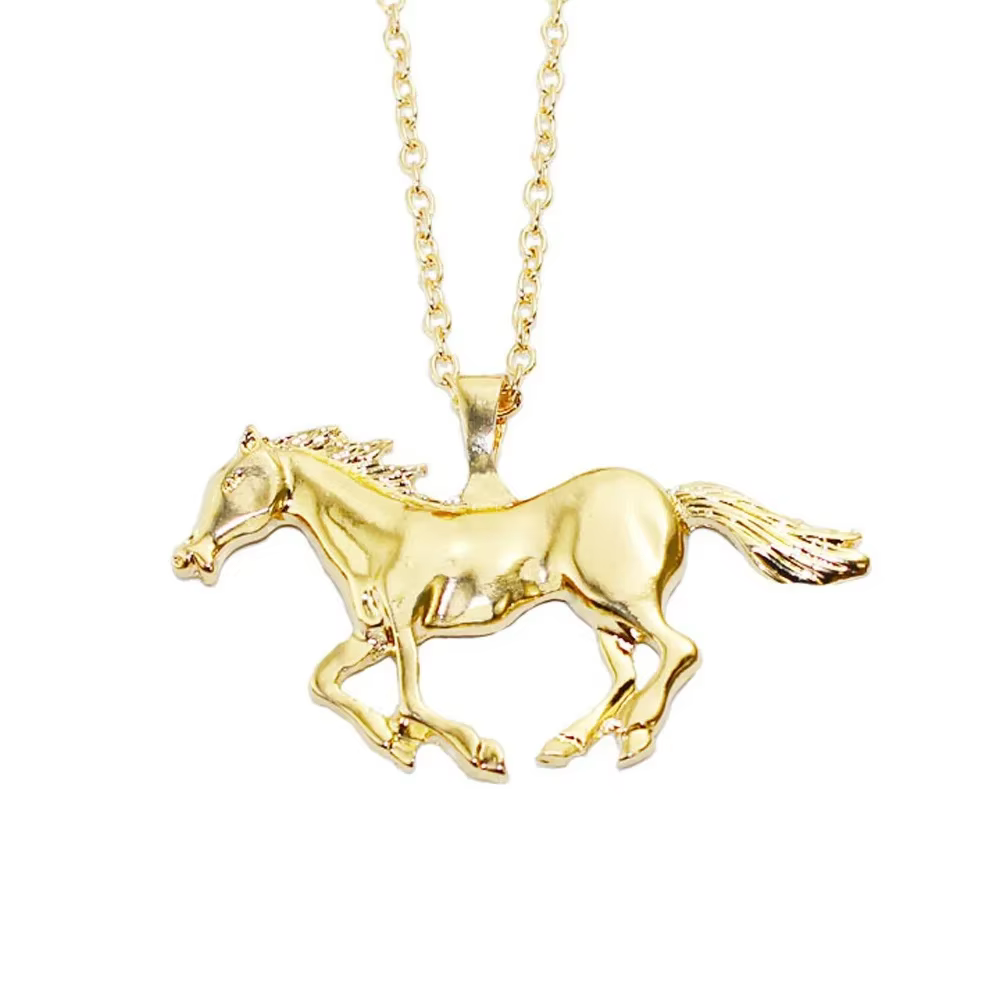 Collier à breloques cheval pour femme, déclaration de bijoux, pendentif en cours d'exécution, mode
