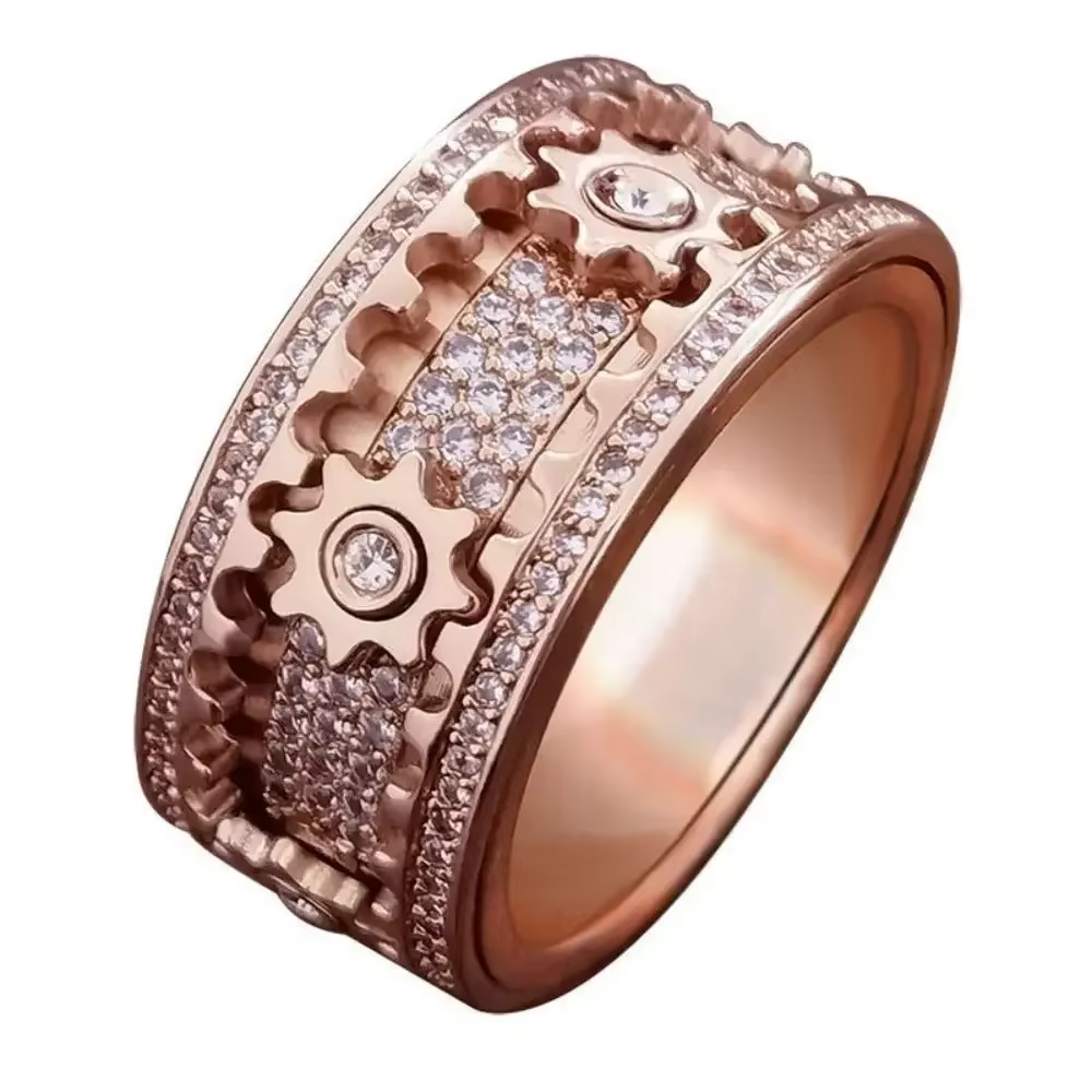 Bague de décompression 3D rotative, faite à la main, anxiété, mécanique, engrenage, Spinner, anneau 