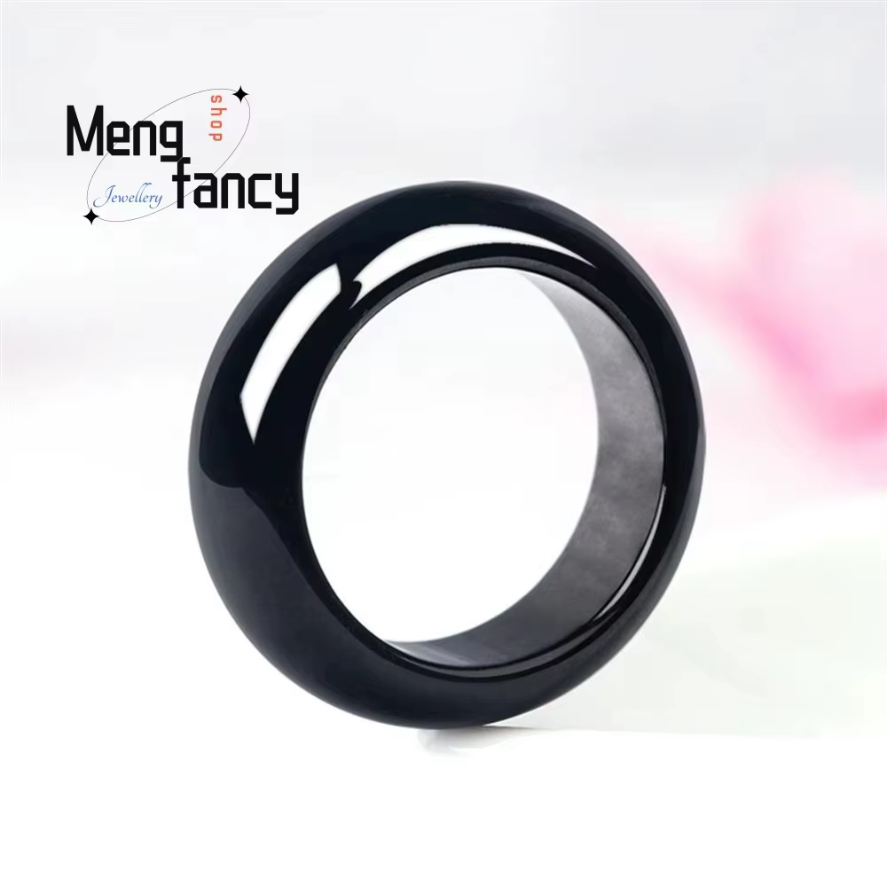Bague de promesse pour hommes et femmes, produits A naturels, encre de jadéite, glace, Simple, exqui