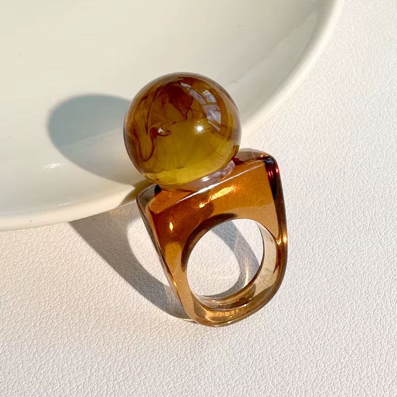Bague demi-rond colorée pour femmes et filles, Design amusant, fête d'été, vacances, voyage, breloqu