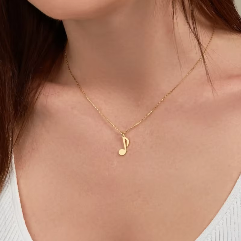 Collier chaîne en acier inoxydable, breloque Note de musique, symbole Musical, cadeau pour femme et 