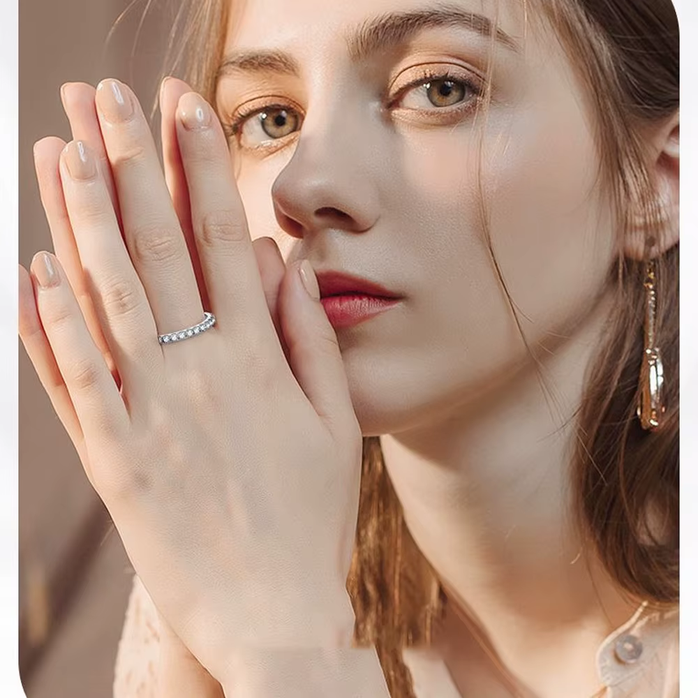 KNOBSPIN-Bague Moissanite en Argent Sterling 925 et Or Blanc Massif 18k, Alliance d'Éternité, Fiança