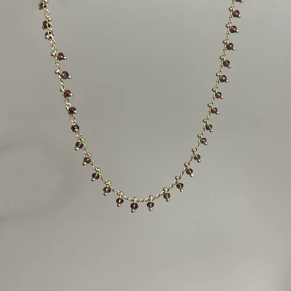 Collier bohème en grenat naturel pour femmes, bijoux de perles faits à la main, accessoires de fête,