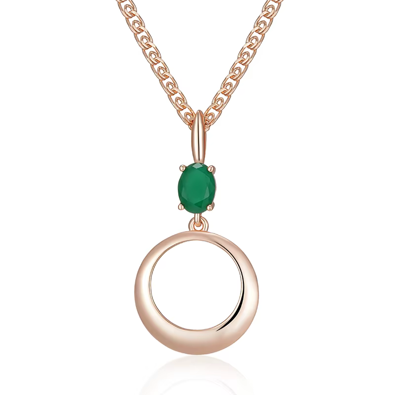 SYOUJYO – collier rond en Zircon naturel vert pour femmes, couleur or Rose brillant, luxe, fête, bij