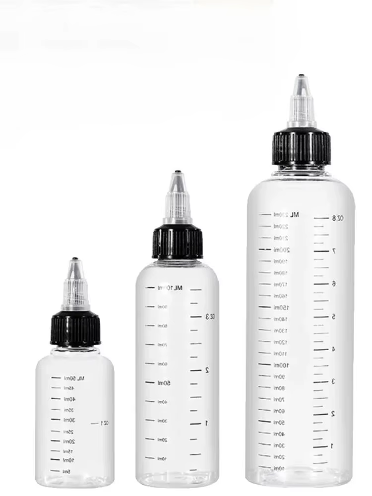 Compte-Gouttes en Plastique l'horloge de 30ml/60ml/100ml/120ml/250ml, Capuchon Supérieur à Torsades,