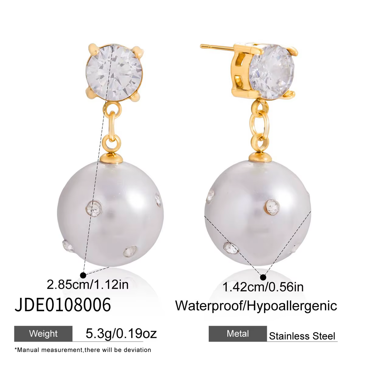 Youthway – boucles d'oreilles élégantes en imitation perle et Zircon pour femmes, en acier inoxydabl