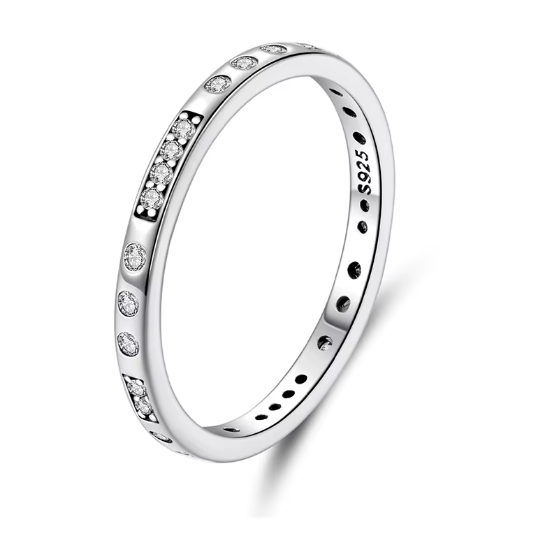 BAMOER 925 bague en argent Sterling Code Morse mystérieux rétro bague d'amour avec Zircons ronds pou