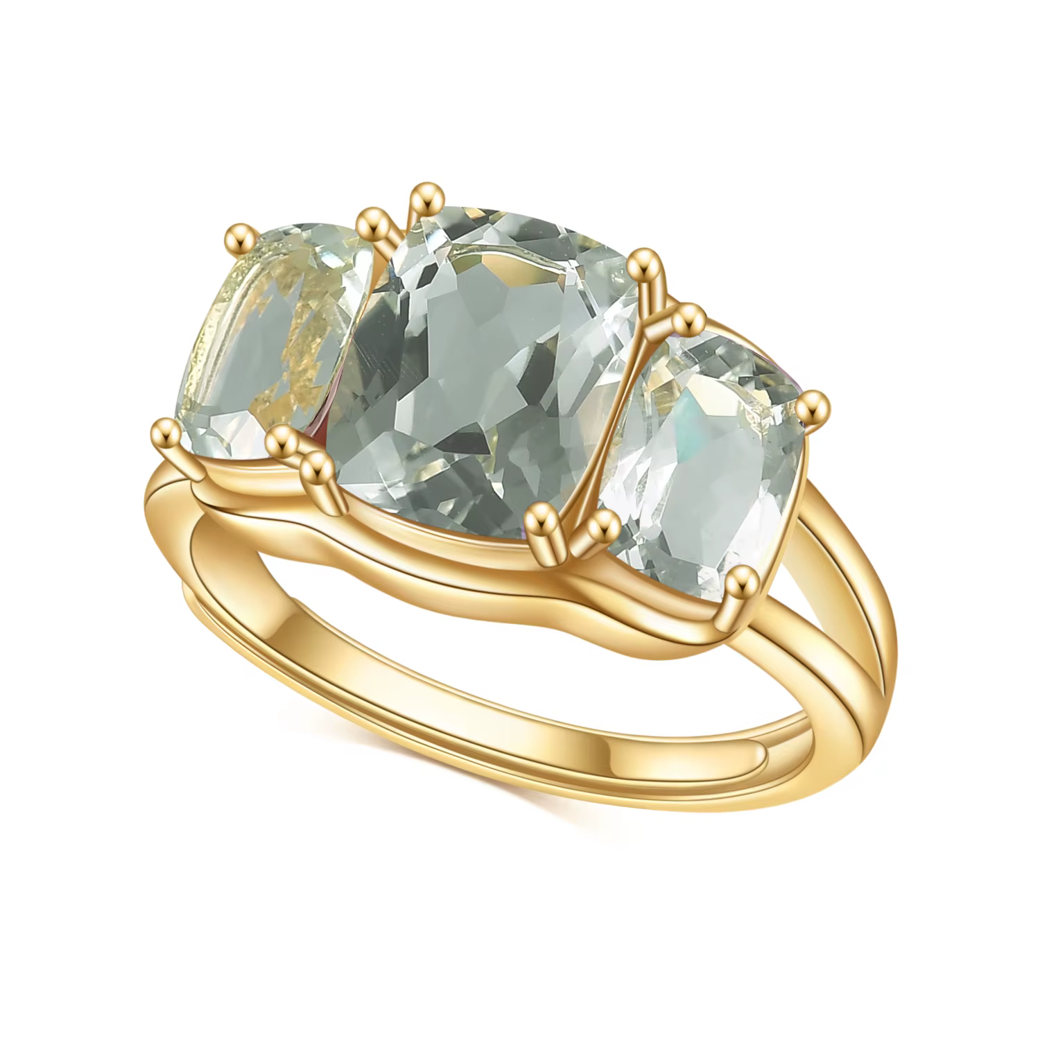 GEM'S BALLET-Bague de Fiançailles en Argent Sterling 925, Quartz struction é Naturel, Trois Pierres,