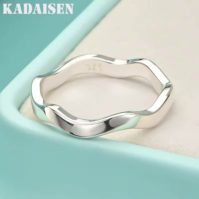 Argent sterling 925 Wave 7-10 #   Bague pour femmes, bijoux de charme à la mode pour fête de mariage