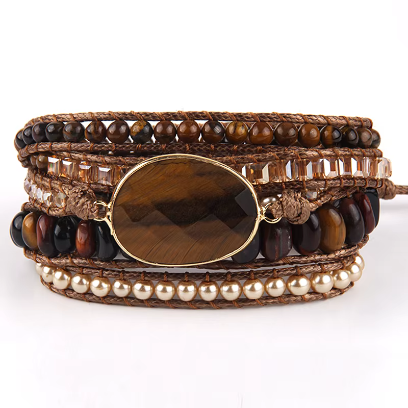 RH mode Handma bohème bijoux accessoire mixte pierres naturelles charme 5 brins Bracelets d'envelopp