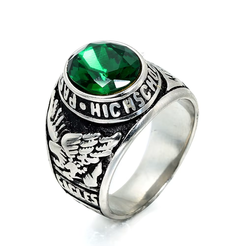 Bague militaire Eagle pour homme, bijoux à la main, saphir multicolore, acier au titane, européen et