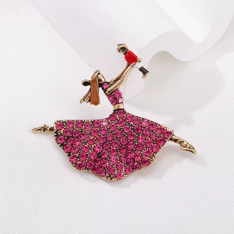 Broches de danseuse de ballet en cristal exquises et tendance pour femmes, badges vintage au design 