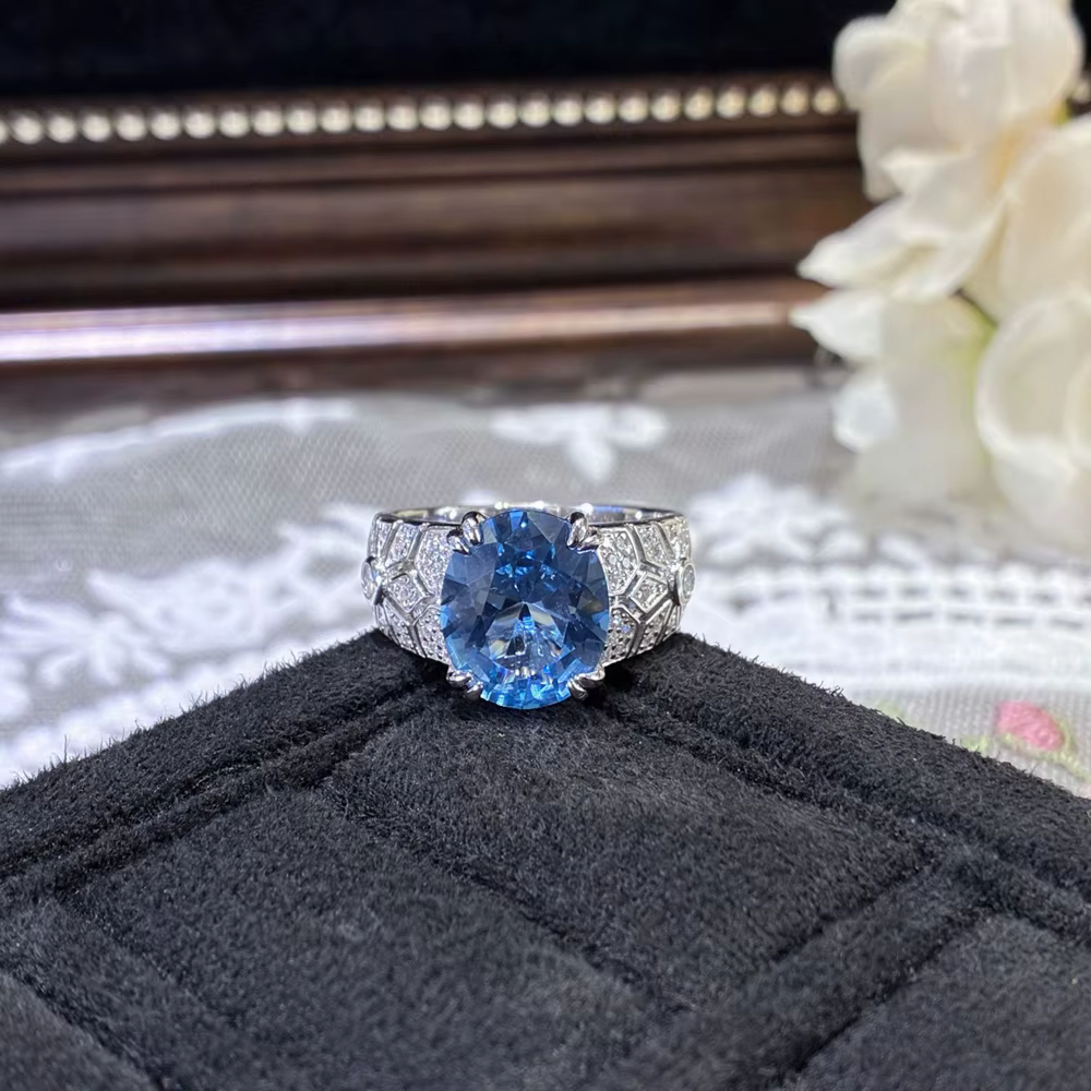 Vinregem – bague en argent sterling 925 pour femmes, pierres précieuses ovales en aigue-marine, diam