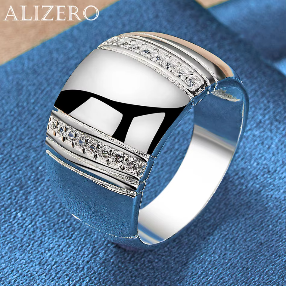 ALIZERO 925 bagues en argent Sterling bague en Zircon cristal pour femmes hommes bagues de fiançaill