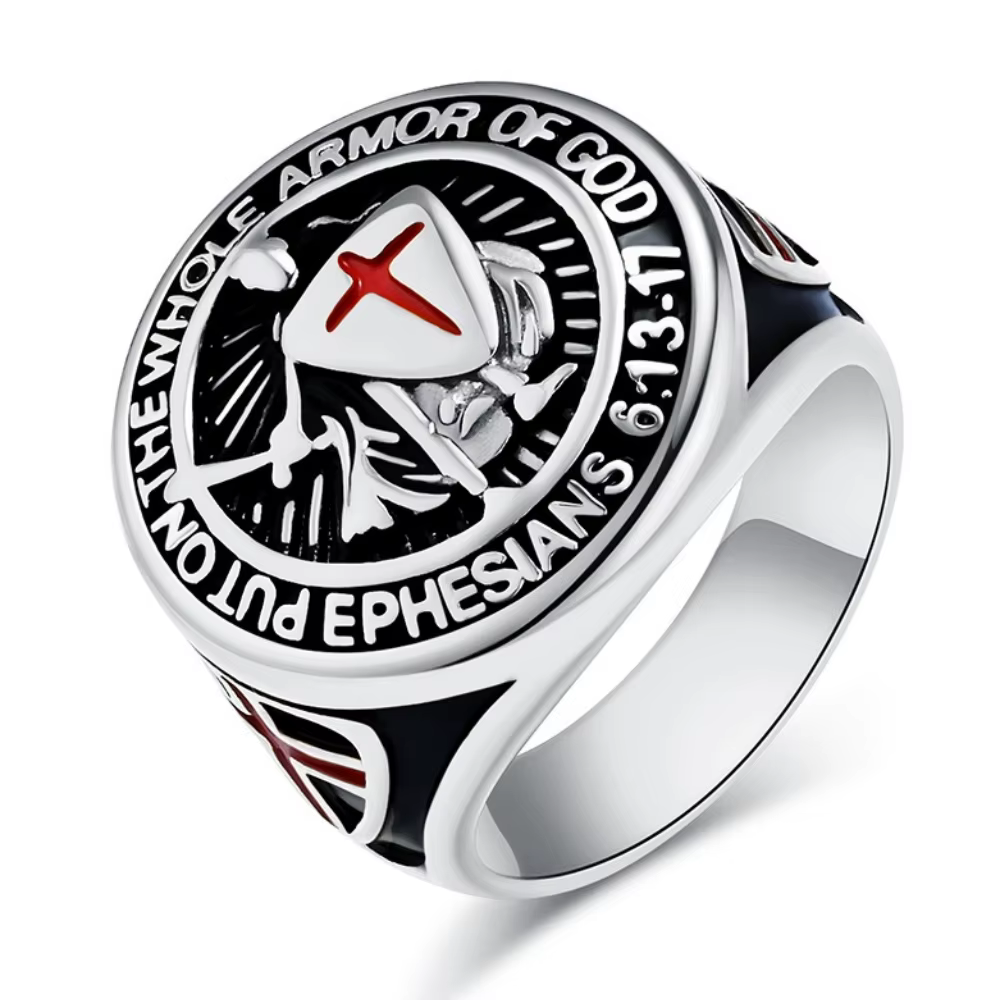 Bague en Acier Titane pour Homme, Motif Croix de Chevalier Rétro, Bagues de Légion de la Croisade, T