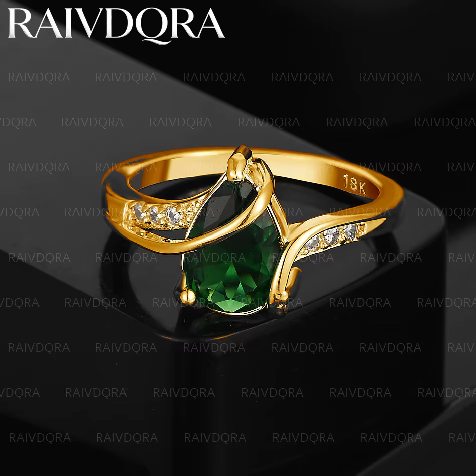 Bague de mariage en Zircon vert plaqué or 18 carats pour femmes, bijoux à la mode, accessoires de fi