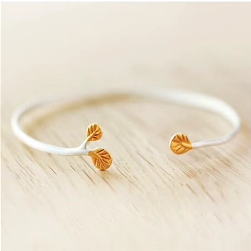 Nouveaux bijoux de mode personnalité créative 925 Bracelets en argent Sterling feuille branche feuil