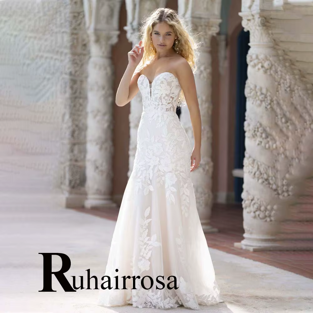 Ruhair – robes de mariée tendance pour mariée, style sirène, corset en dentelle, appliques sans manc