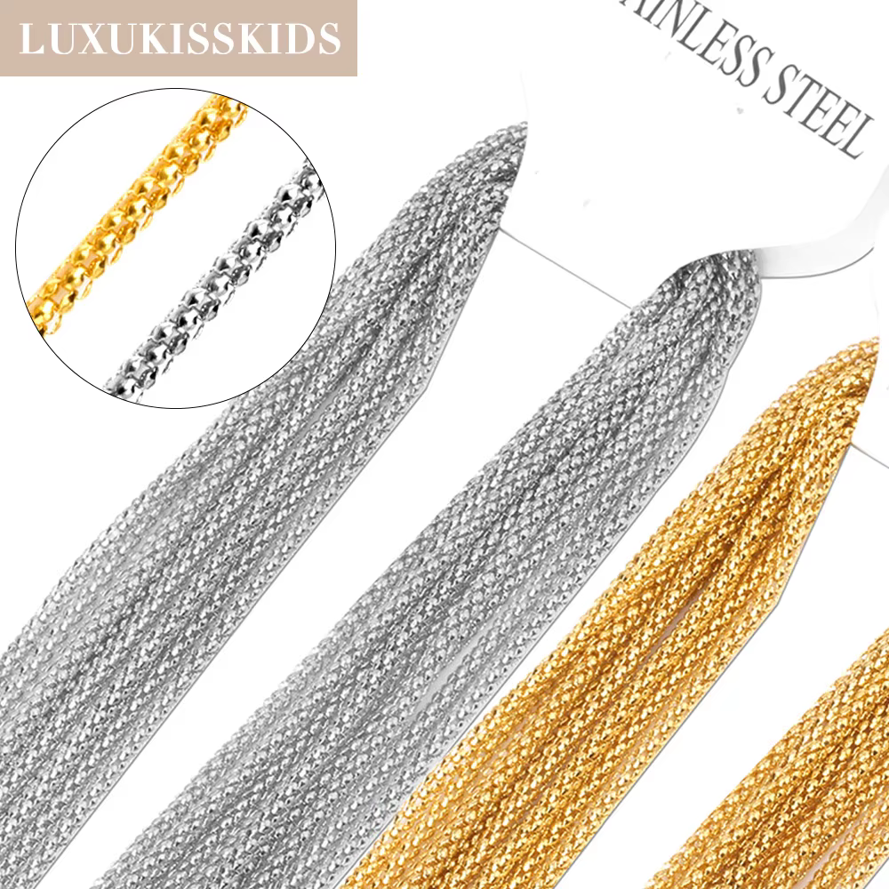 LUXUKISSKIDS – collier chaîne pop-corn, bijoux fins, vente en gros, 10 pièces/lot, chaînes gothiques