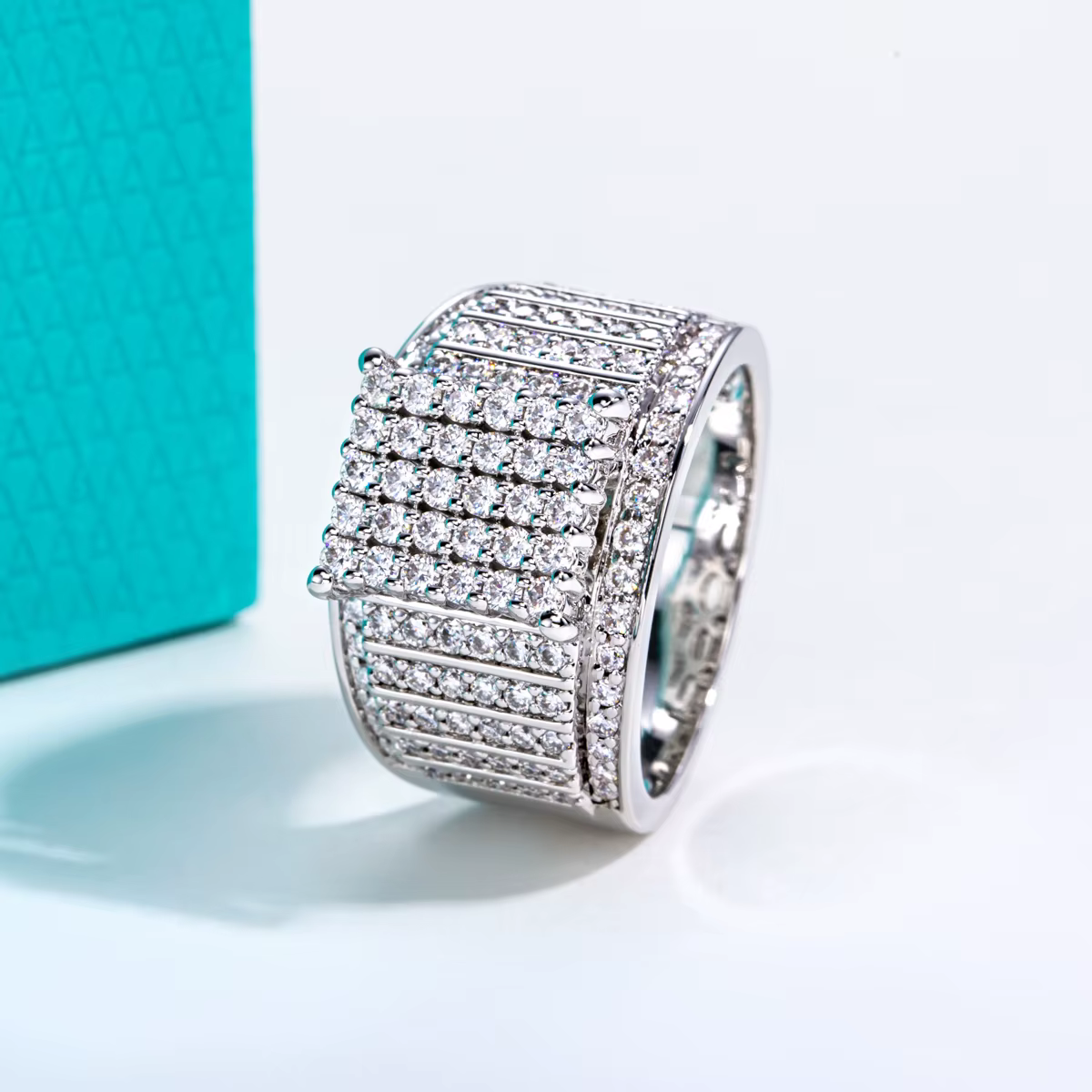 AnuJewel 1.718cttw Moissanite Hip Hop hommes anneaux 14K plaqué or nouvelle âge métal lourd givré bi