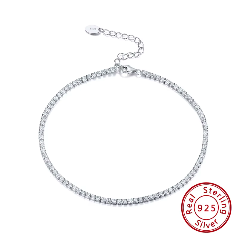 ORSA JEWELS Hip Hop 925 en argent Sterling chaîne de Tennis bracelets de cheville pour femmes Boho Z