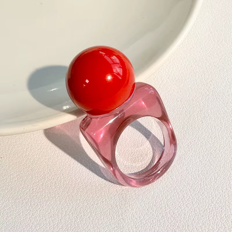 Bague demi-rond colorée pour femmes et filles, Design amusant, fête d'été, vacances, voyage, breloqu