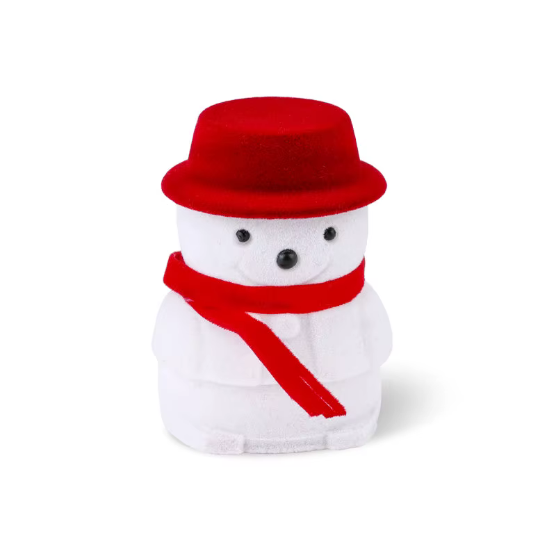 Boîte à bijoux en velours bonhomme de neige 1 pièce, boîte à bagues père noël, conteneur de bijoux p