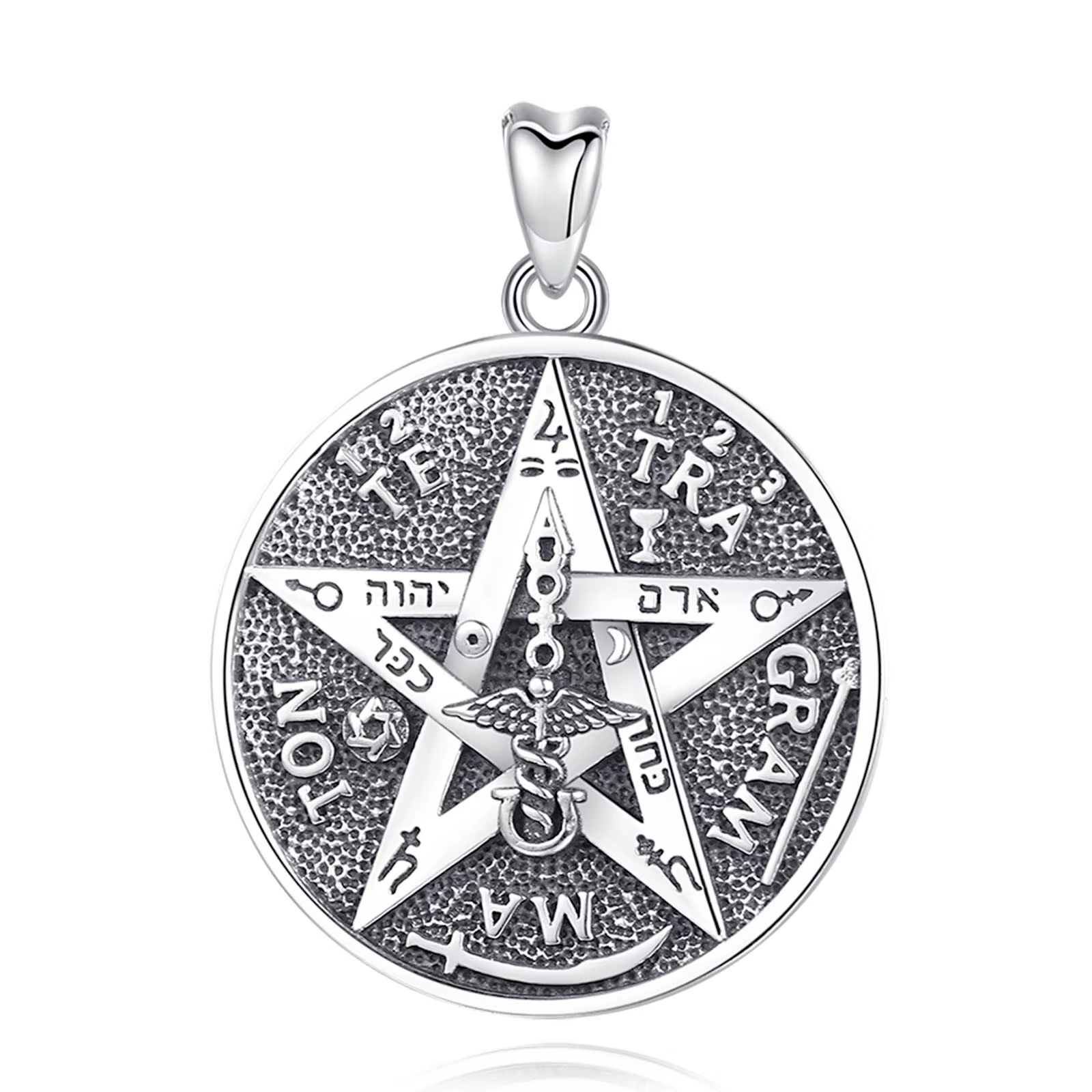 EUDORA 925 argent Sterling pentagramme Runes colliers amulette chaîne en cuir gardien étoile tétrgra
