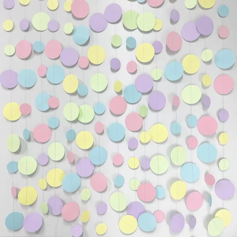 Décorations de fête d'anniversaire pour enfants, banderoles en papier à pois, guirxiété circulaire, 