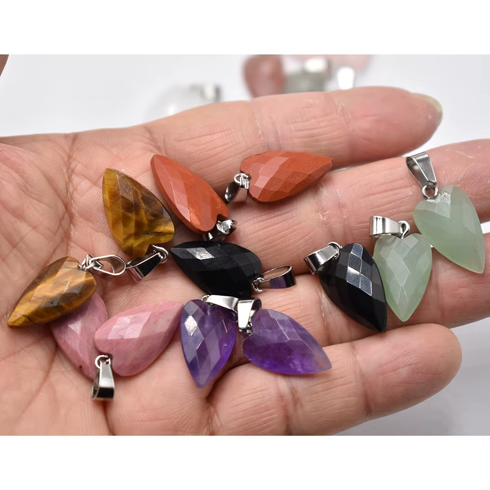 Pendentifs goutte d'eau à facettes mixtes en pierre naturelle de bonne qualité, 12 pièces/lot, pour 