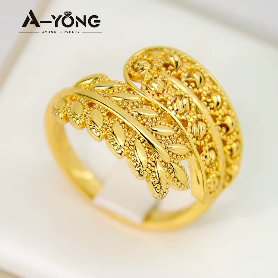 Bagues de mariage classiques de dubaï pour couples, plaquées or 21 carats, bague de fiançailles de m