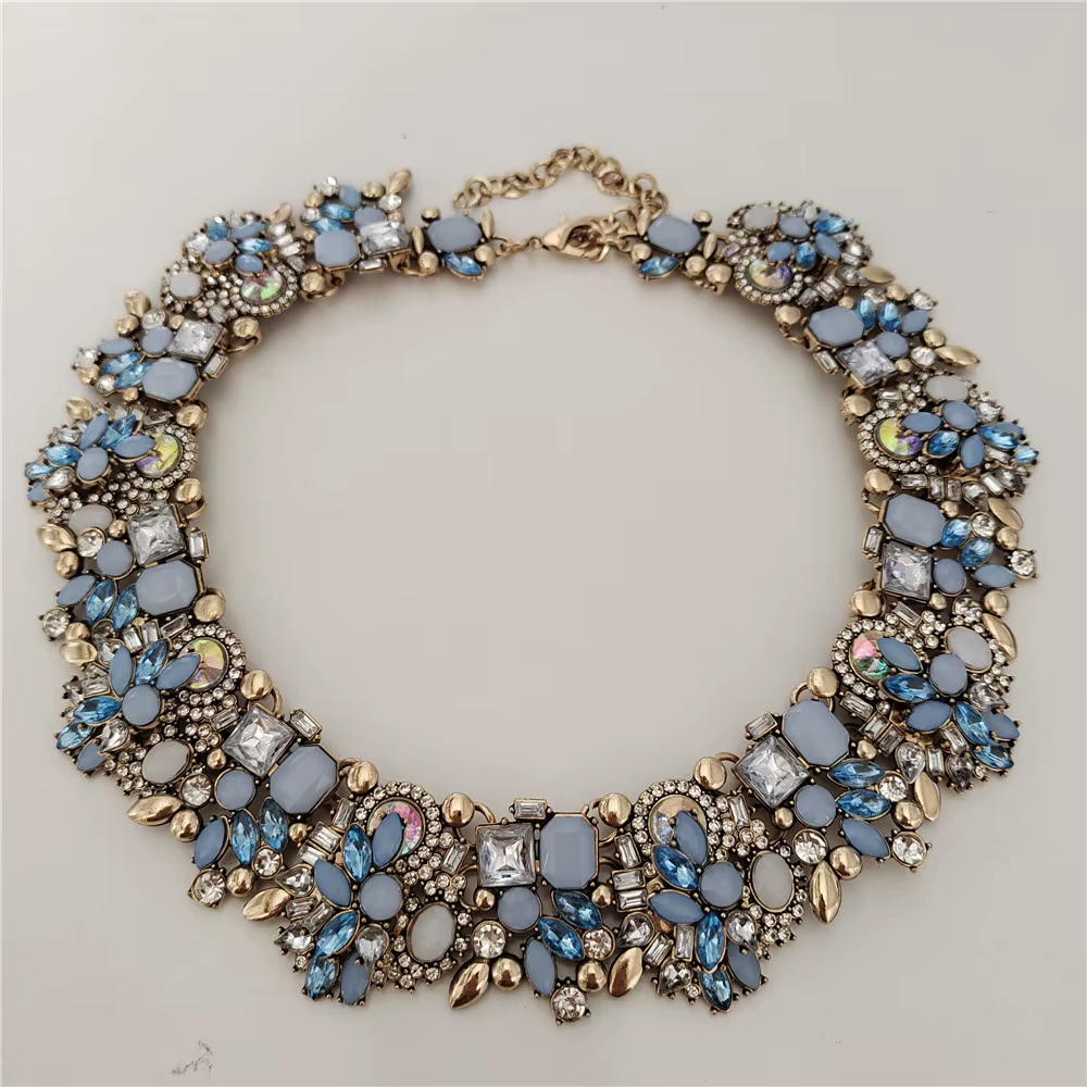 Nouvelle Collection 2026 : Parure de Bijoux Femme avec Collier Choker à Grand Col et Strass en Crist
