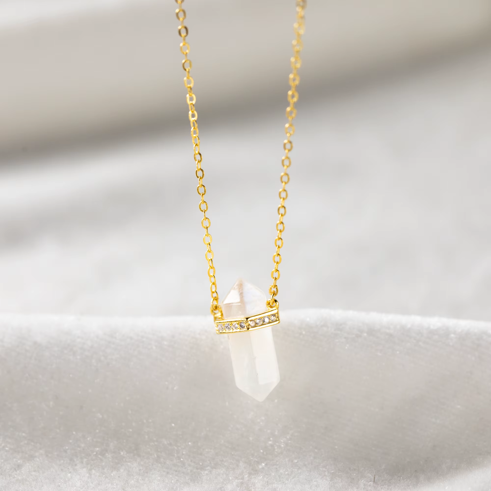 Bijoux en pierre naturelle en forme de balle pour femme, pierre de lune, aigue-marine, paillettes JO