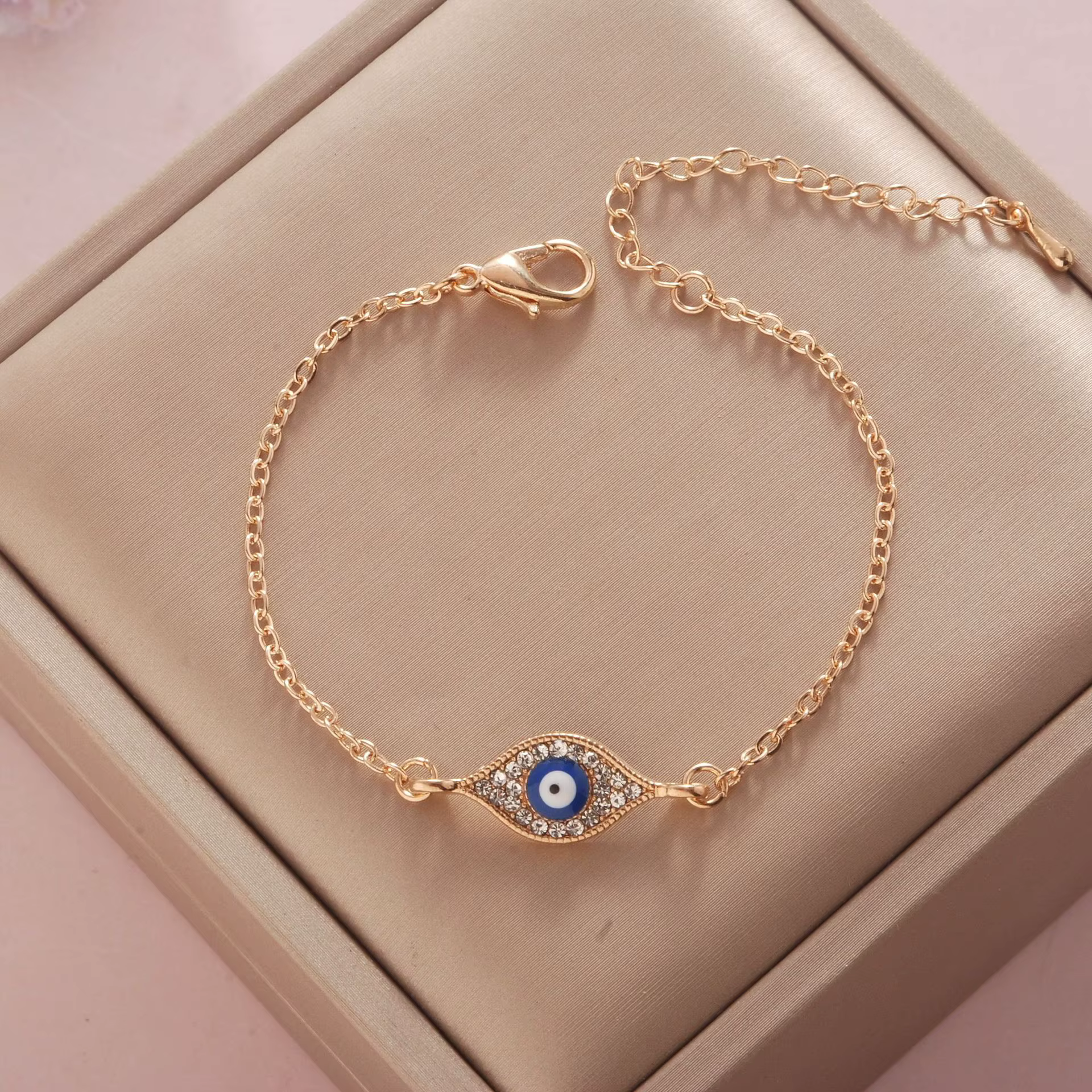 YILUOCD bohème ovale bleu mauvais œil Bracelet pour femmes 18k plaqué or arbre de vie chaîne Bracele