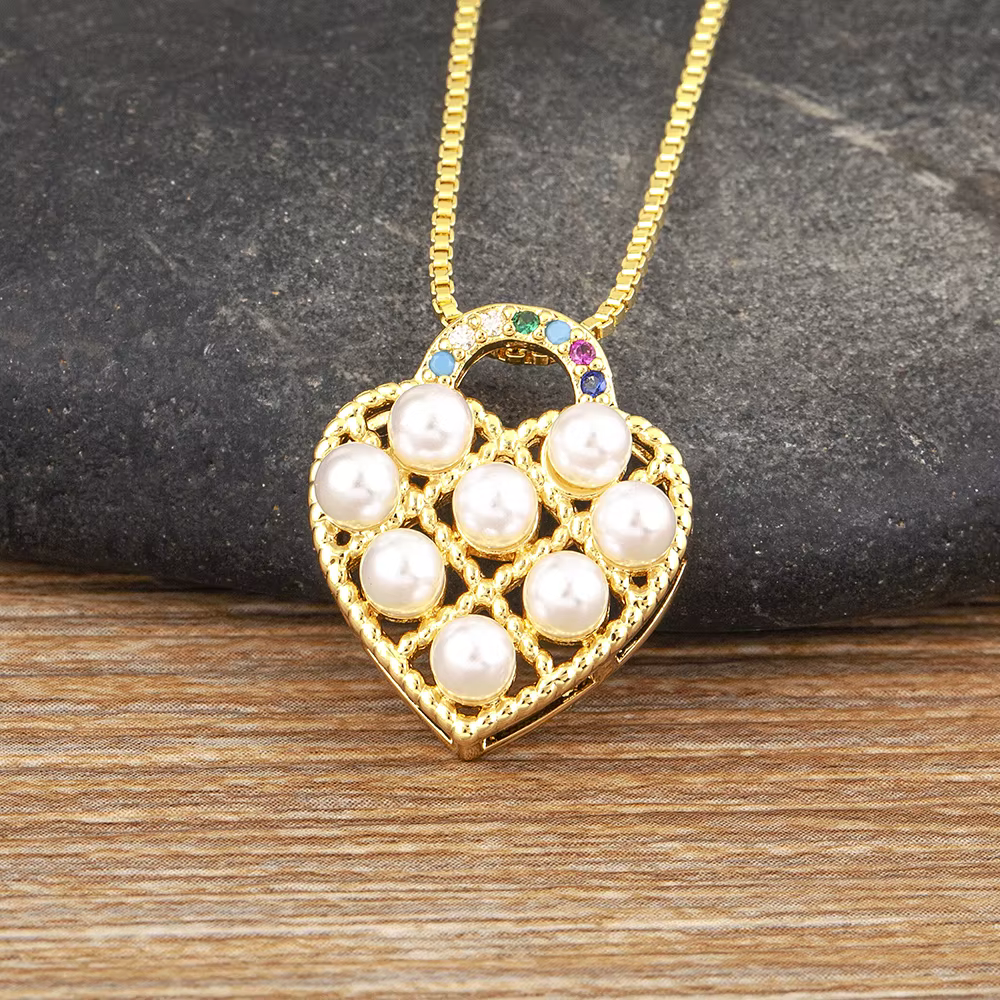 Nidin-Collier de perles en forme de cœur pour femme, tour de cou brillant, bijoux de fête de mariage