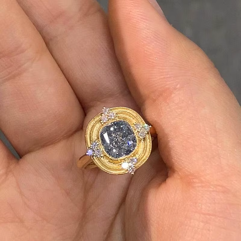 Vinatger – bague carrée en diamant et saphir scintillant, légère, de luxe et fraîche, adaptée aux ba
