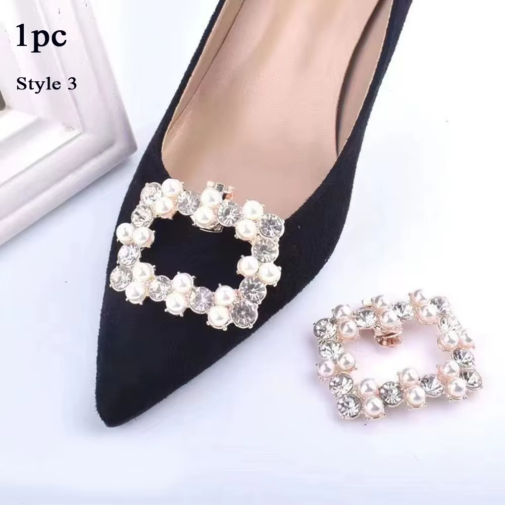 Clips de décoration brillants à talons hauts pour femmes, pince à chaussures en biscuits de perles, 