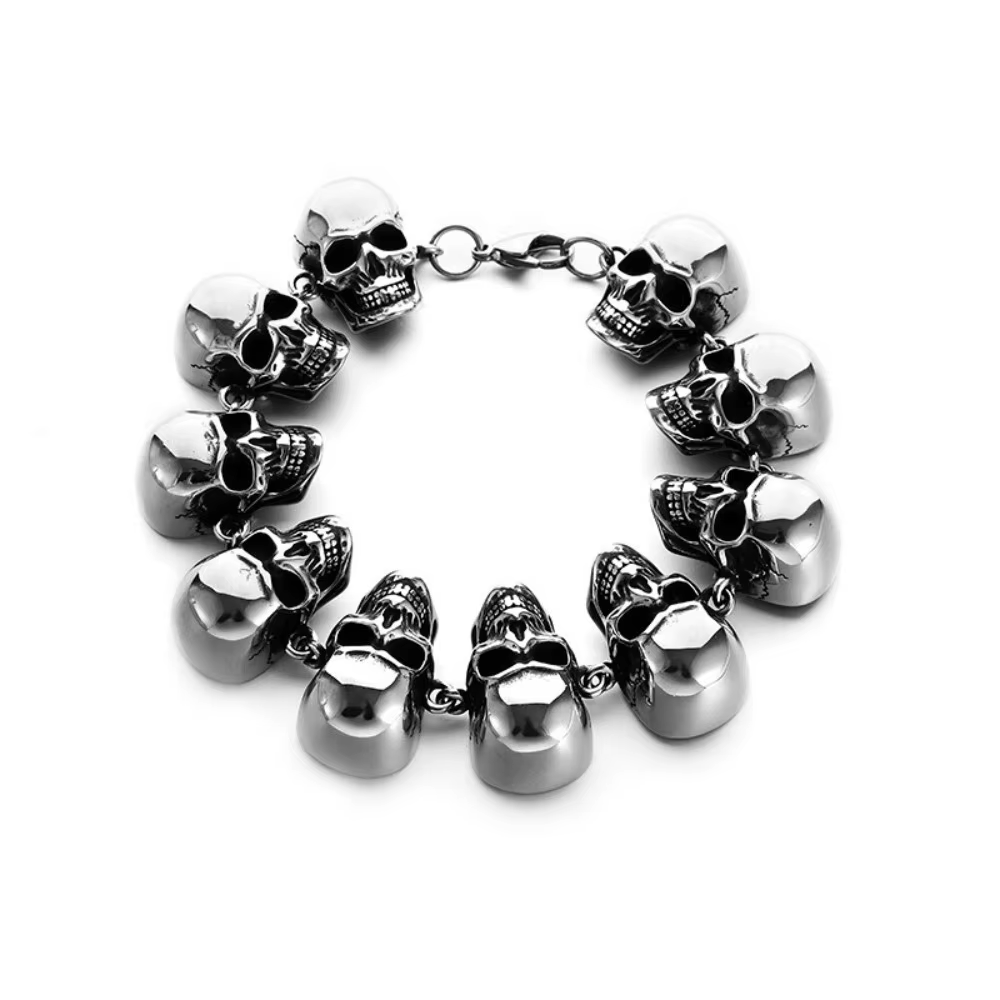 Bracelet de tête de fantôme de démon d'enfer gothique pour hommes, bracelet de crâne complet, access