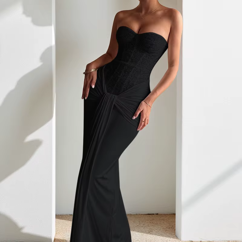 Robe femme mode dos nu solide mince longue robe de soirée élégante été ruban paillettes discothèque 