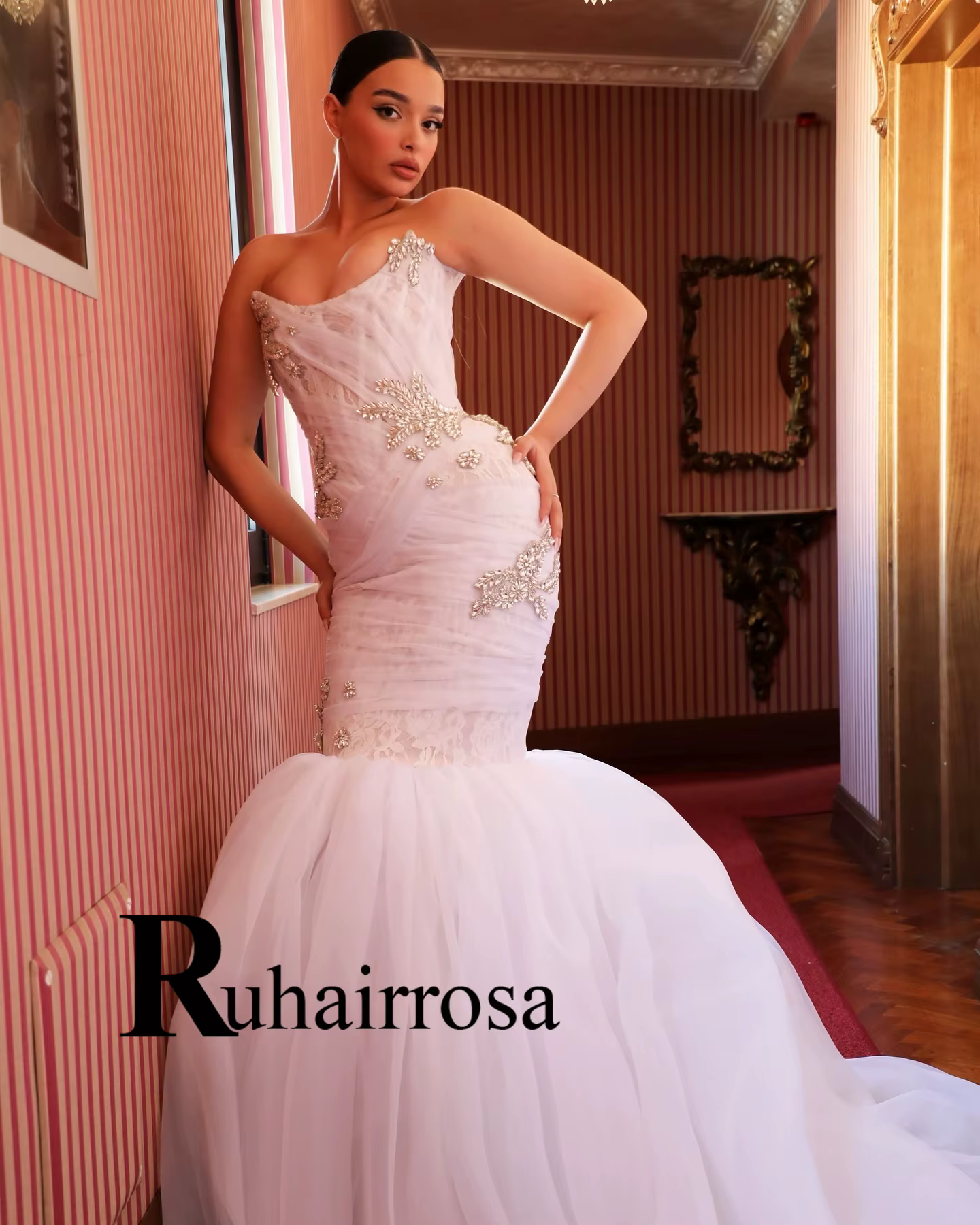 Ruhair mode sirène robes De mariée dentelle Appliques strass Corset chérie robe De mariée Vestido De
