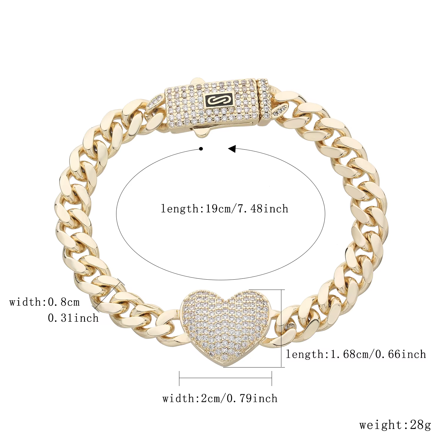 Le bracelet en forme de coeur Vct Monaco est un cadeau romantique pour les femmes, convient aux datt