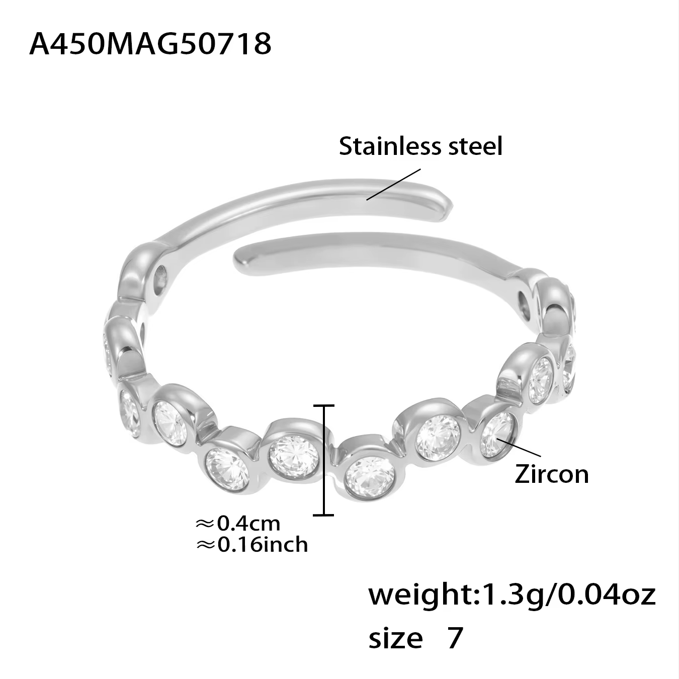 Bagues Boho en acier inoxydable plaqué or 18 carats, bague réglable en Zircon multicolore incrusté, 