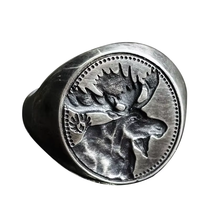 Bague de cerf Moose pour homme, sceau de personnalité, index masculin, accessoires de bijoux, cadeau