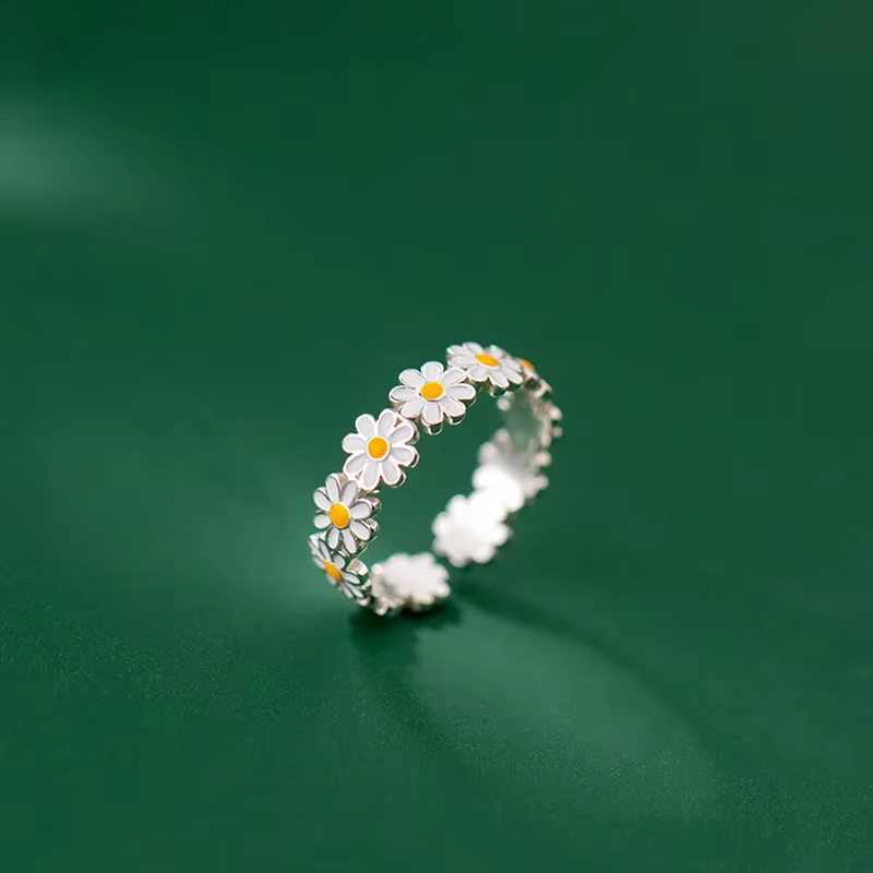 Bagues de mariage coréennes Vintage en forme de marguerite pour femmes, anneau de doigt réglable, ca
