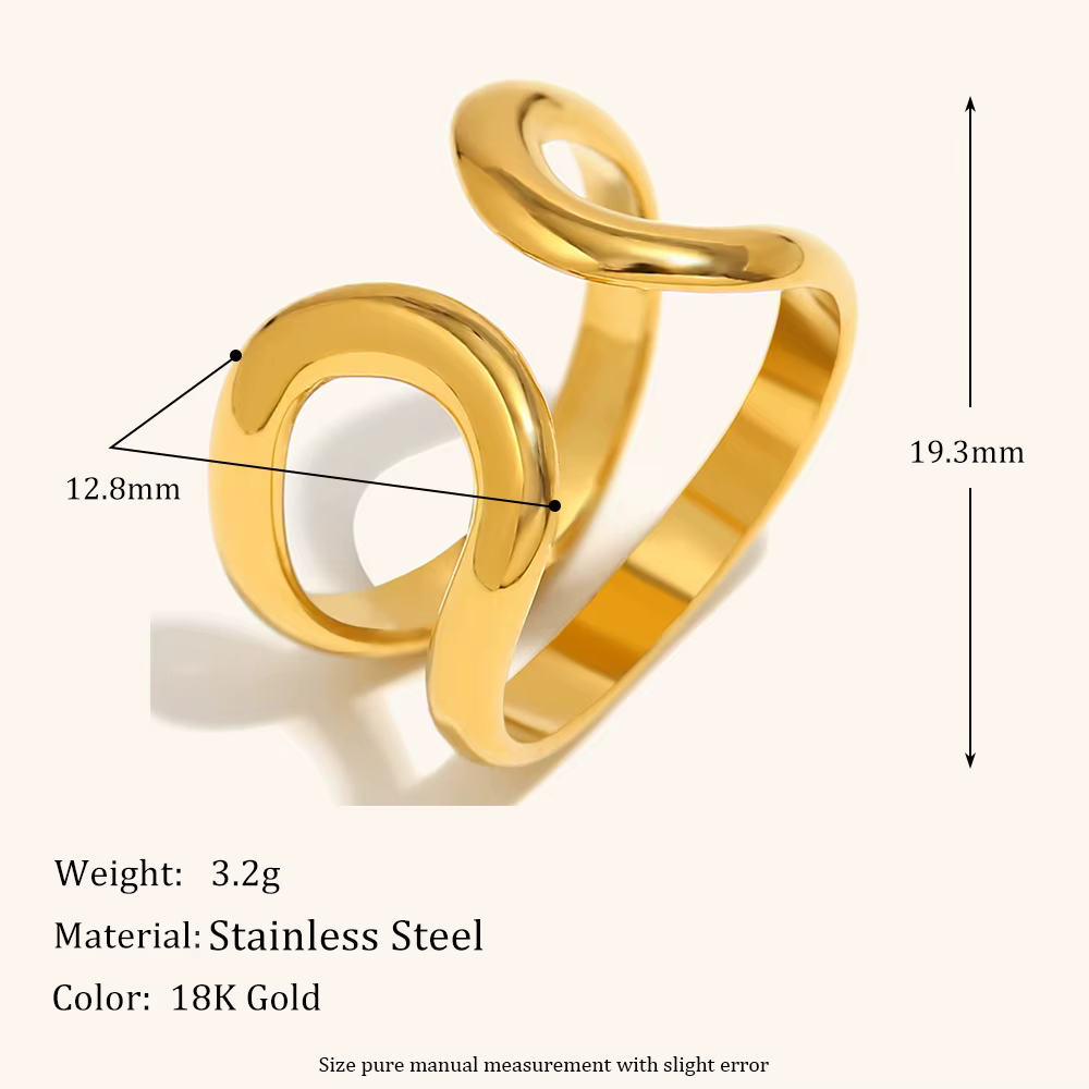 La.Muses – bague ouverte creuse géométrique en métal et acier inoxydable pour femmes, breloque étanc